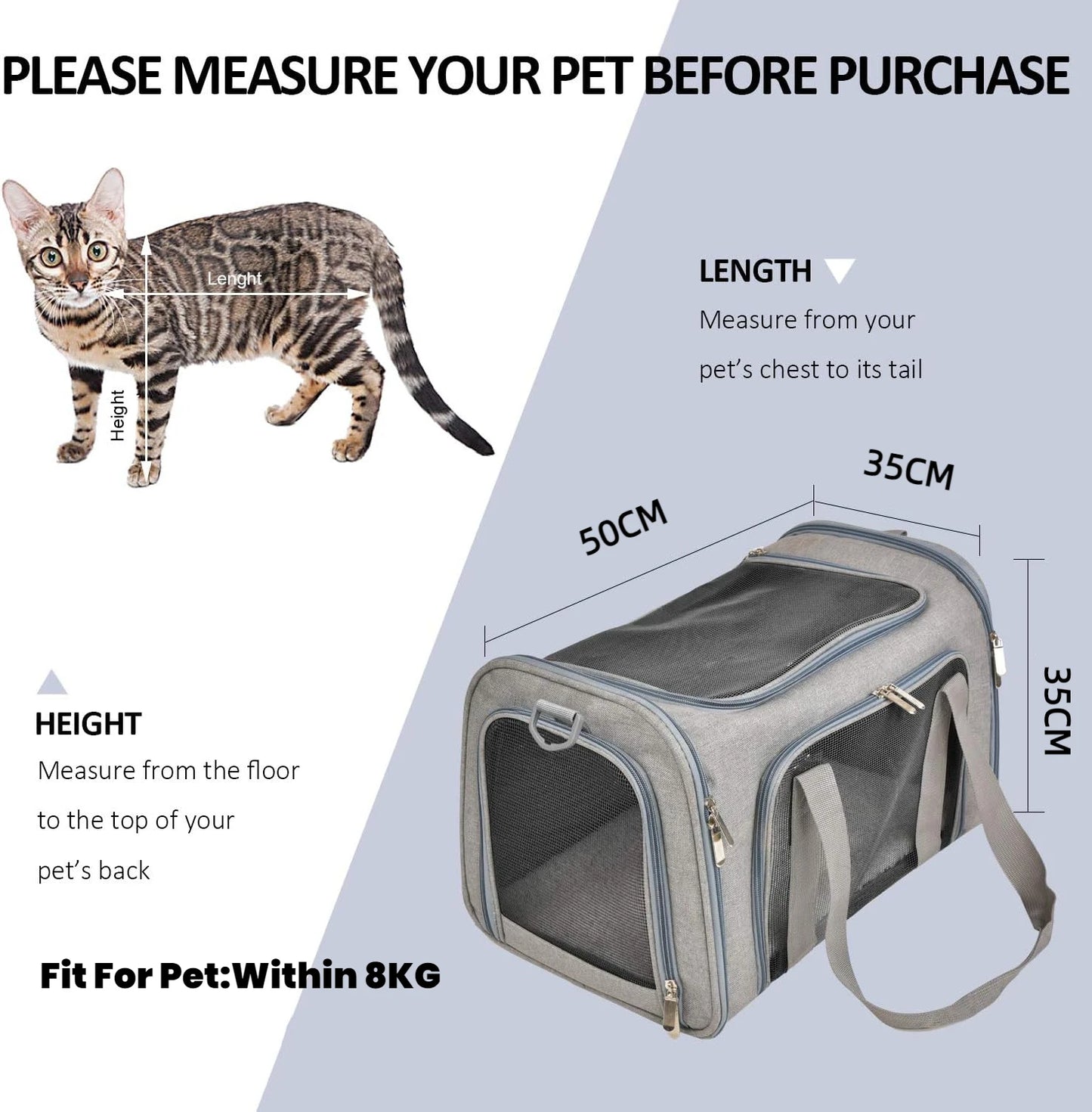Portable Dog Carrier Bag for Small Medium Cats Dogs,Airline Approved Carrier Soft Sided, Collapsible Travel Puppy Carrier
