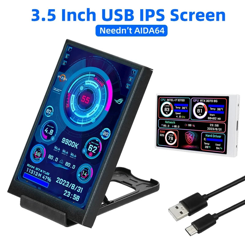 3.5 Inch IPS Type C Secondary Screen for CPU GPU RAM Display