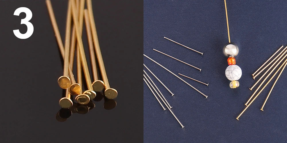 100pcs 15-50MM Stainless Steel Flat Head Eye Pins for Jewelry Making