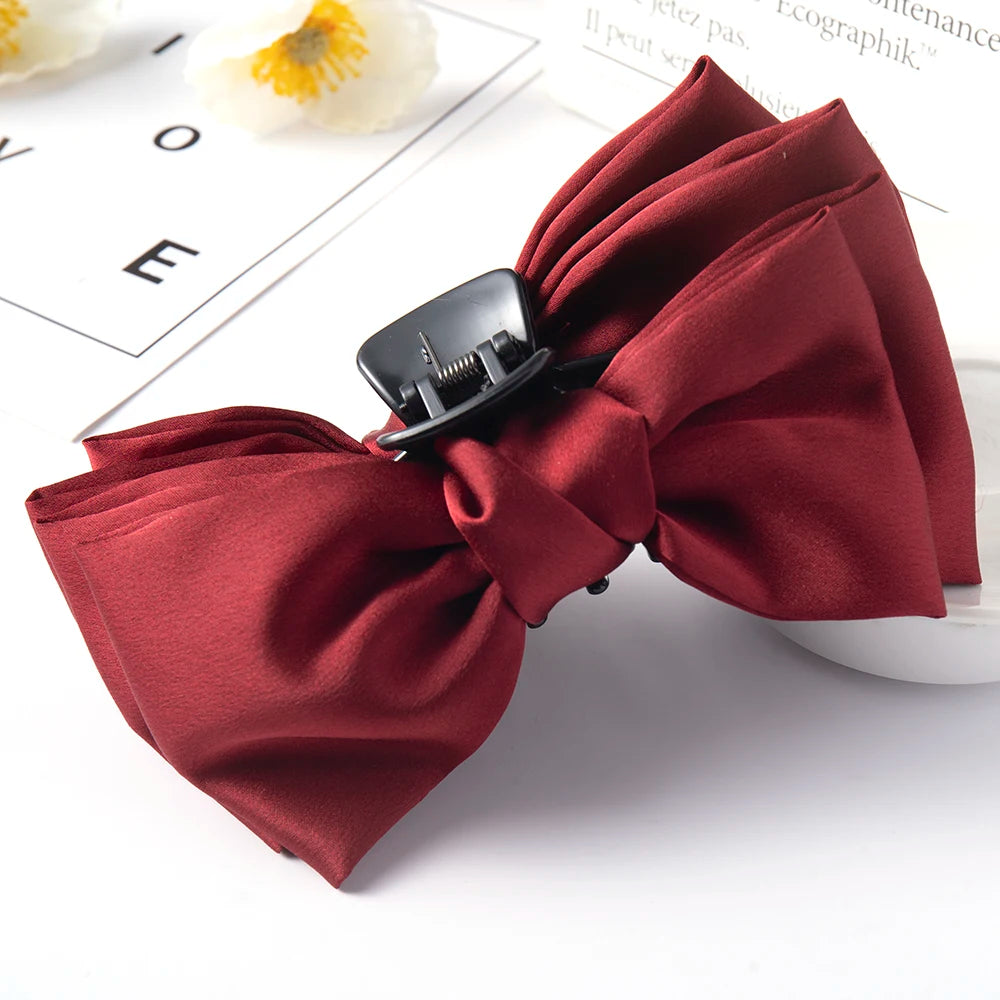 Bow Hair Claws Clip Large Shark Claw Hair Clips Solid Bowknot Hairpin Barrettes for Ponytail Women Hair Accessories Headbands