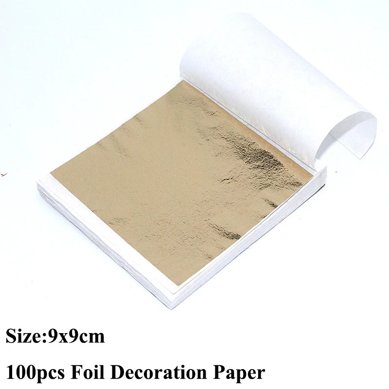 100pcs Imitation Gold Sliver Copper Foil Paper for DIY Crafts