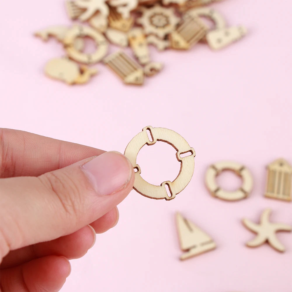 50Pcs/Pack Animal Snail Rabbit Wooden Craft Embellishments