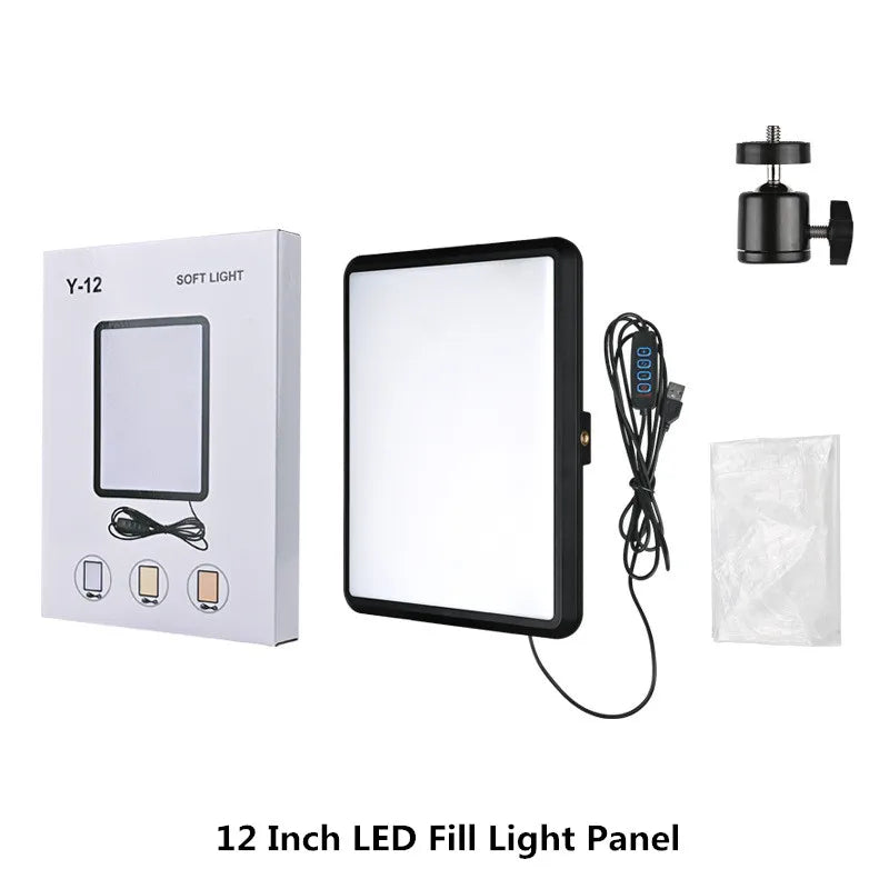 8/12 Inch LED Photography Video Light Panel Kit With Tripod