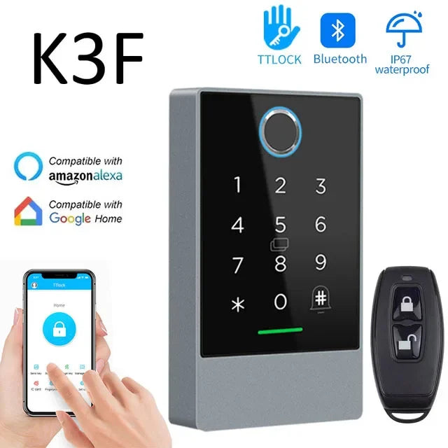 TTLOCK K3 K3F Fingerprint Access Control Door Opener with NFC Bluetooth Electric Gate Keypad and RFID Card 13.56MHz