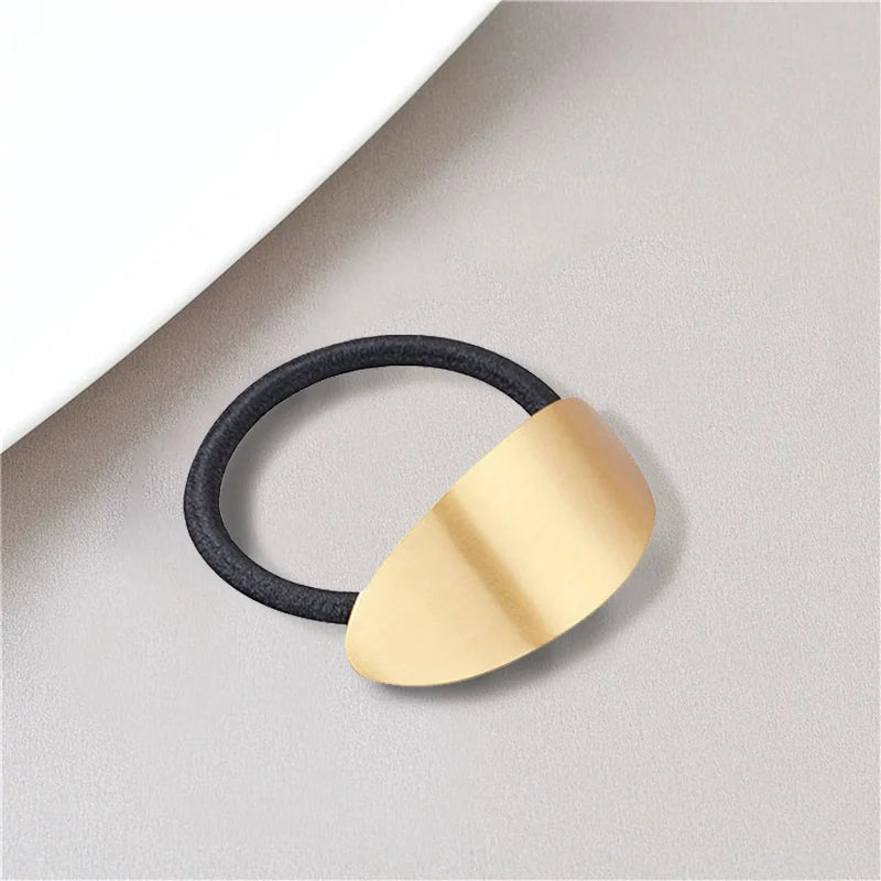 New 2024 Metal Irregular Golden Color Hair Bands Elastic Hair Scrunchies Hair Rope Headbands Women Girls Hair Accessories Gifts