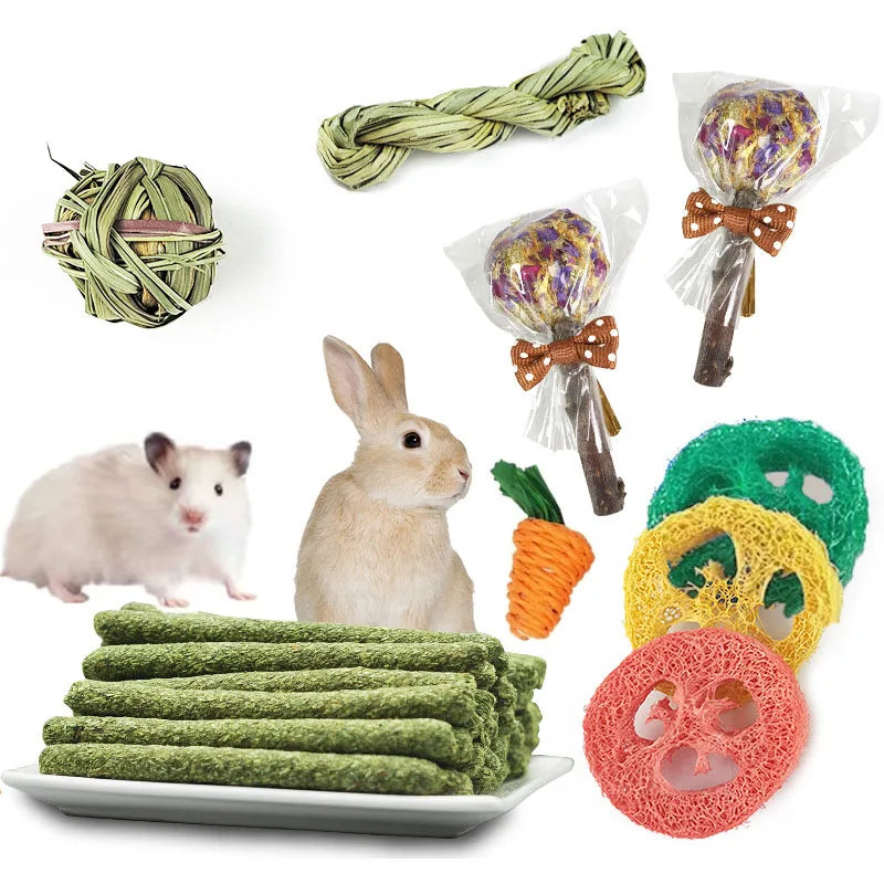 Rabbit Guinea Pig Dragon Cat Chew Toys Tooth Cleaning Toy for Bunny Hamster Tooth Grinding Set Pet Tooth Grinding Snacks