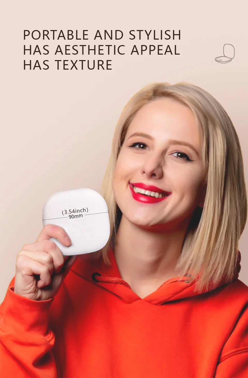 Mini Compact Foldable LED Makeup Mirror with 5x and 10x Magnification Rechargeable and Travel Friendly