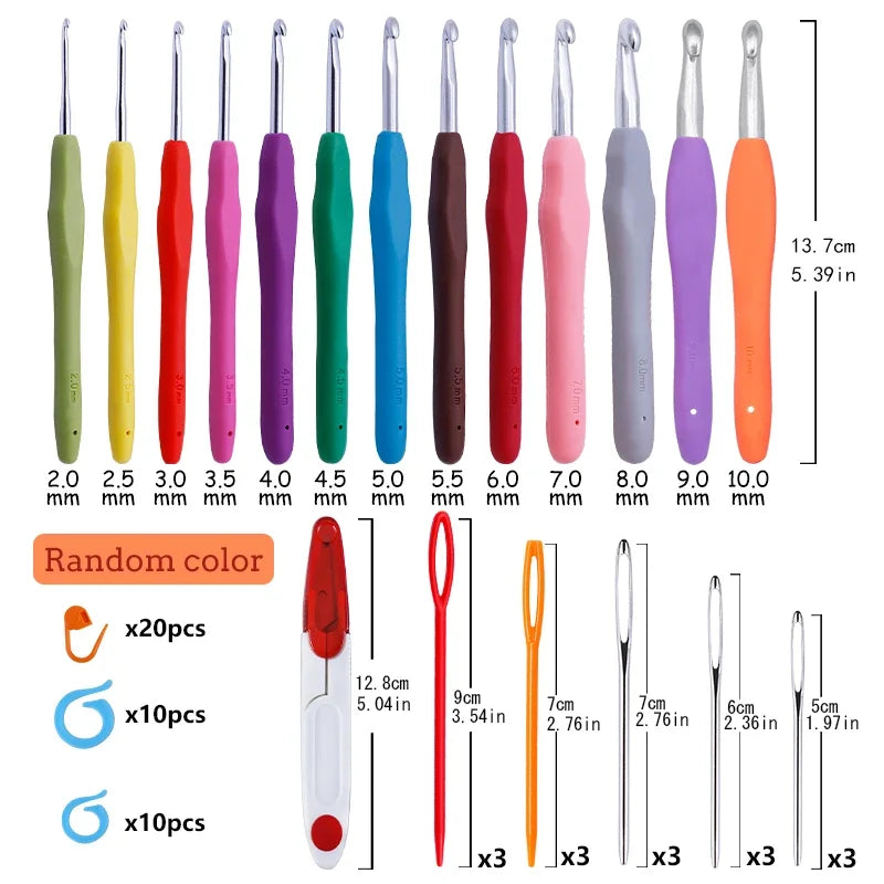 BUDDUR Crochet Knitting Needles Kit With Storage Bag And Blunt Needle Set