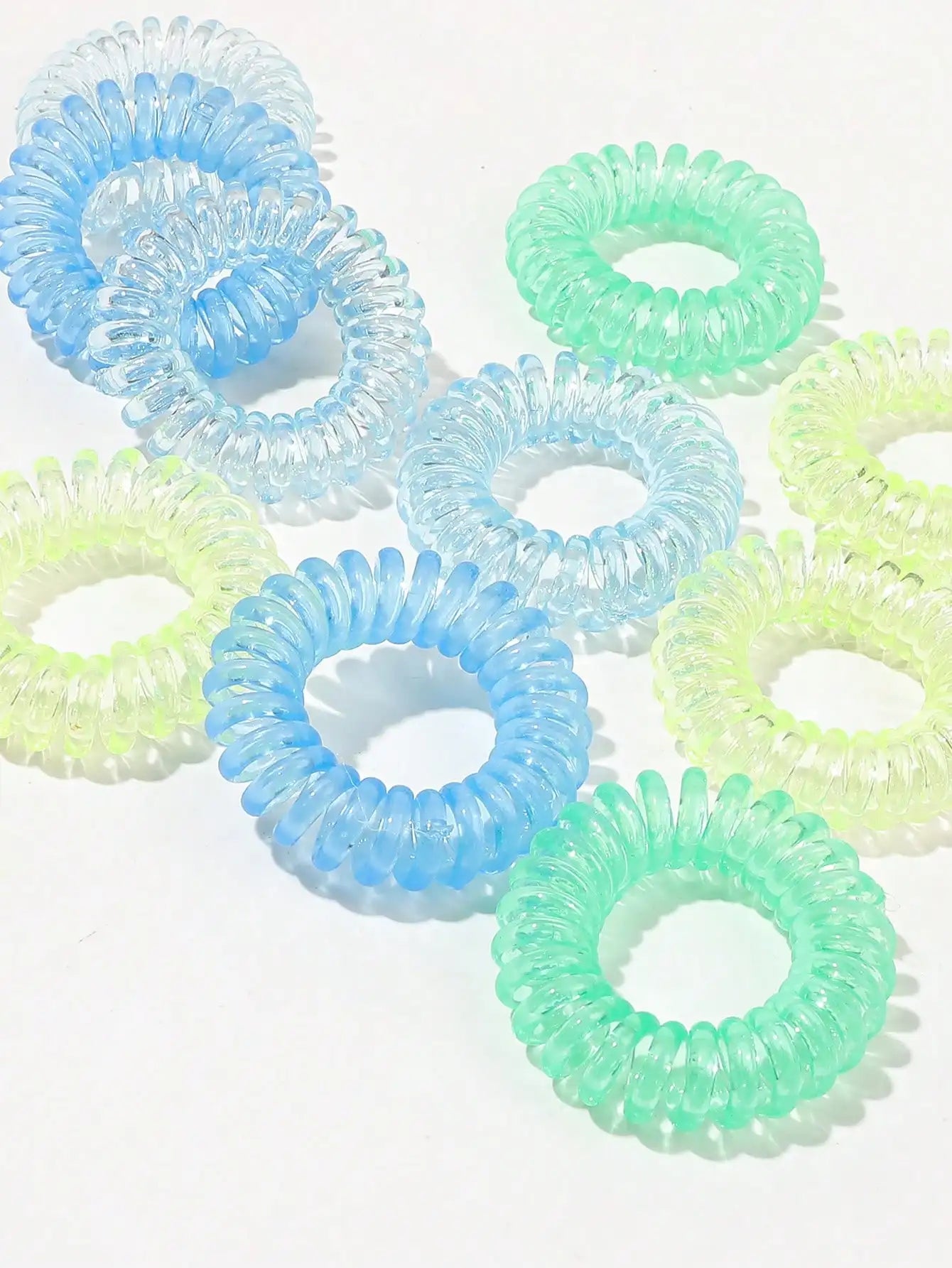 10 Pcs Multicoloured No Crease Spiral Hair Ties for Women Thick Hair, Ponytail Hair Ties Hair Coils & Phone Cord Hair Ties