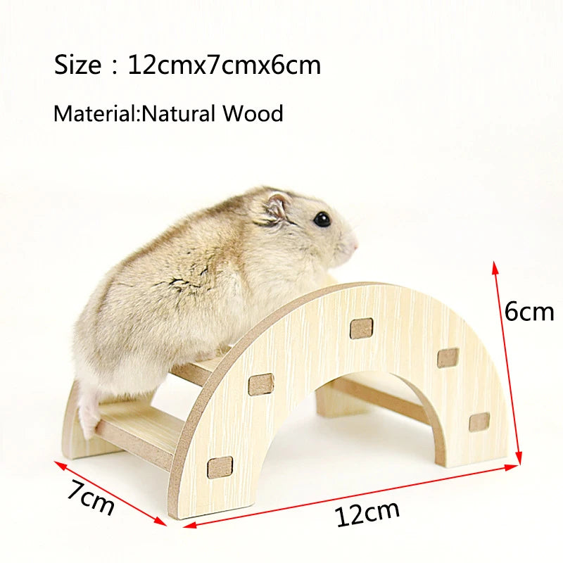 1pc Functional Wooden Hamster Arch Bridge Toys Hiding Climbing Ladder Small Pet Products Hamster Cage Golden Bear Toy Supplies