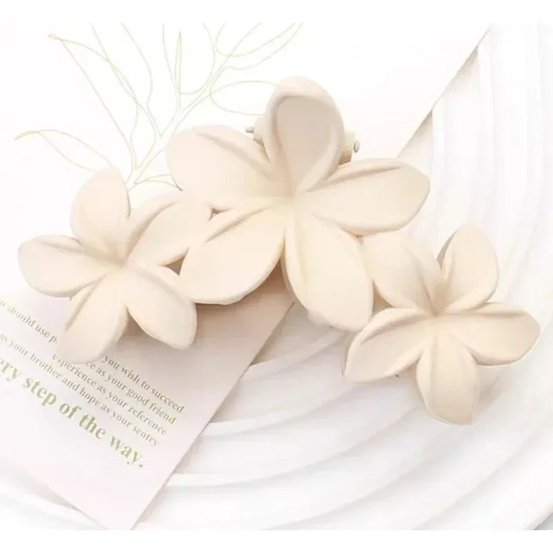 4PCS Flower Hair Claw Clips Non-Slip Matte Flower Hair Clips for Women Cute Hair Clips, Hawaiian Hair Flower Clip Large Plumeria