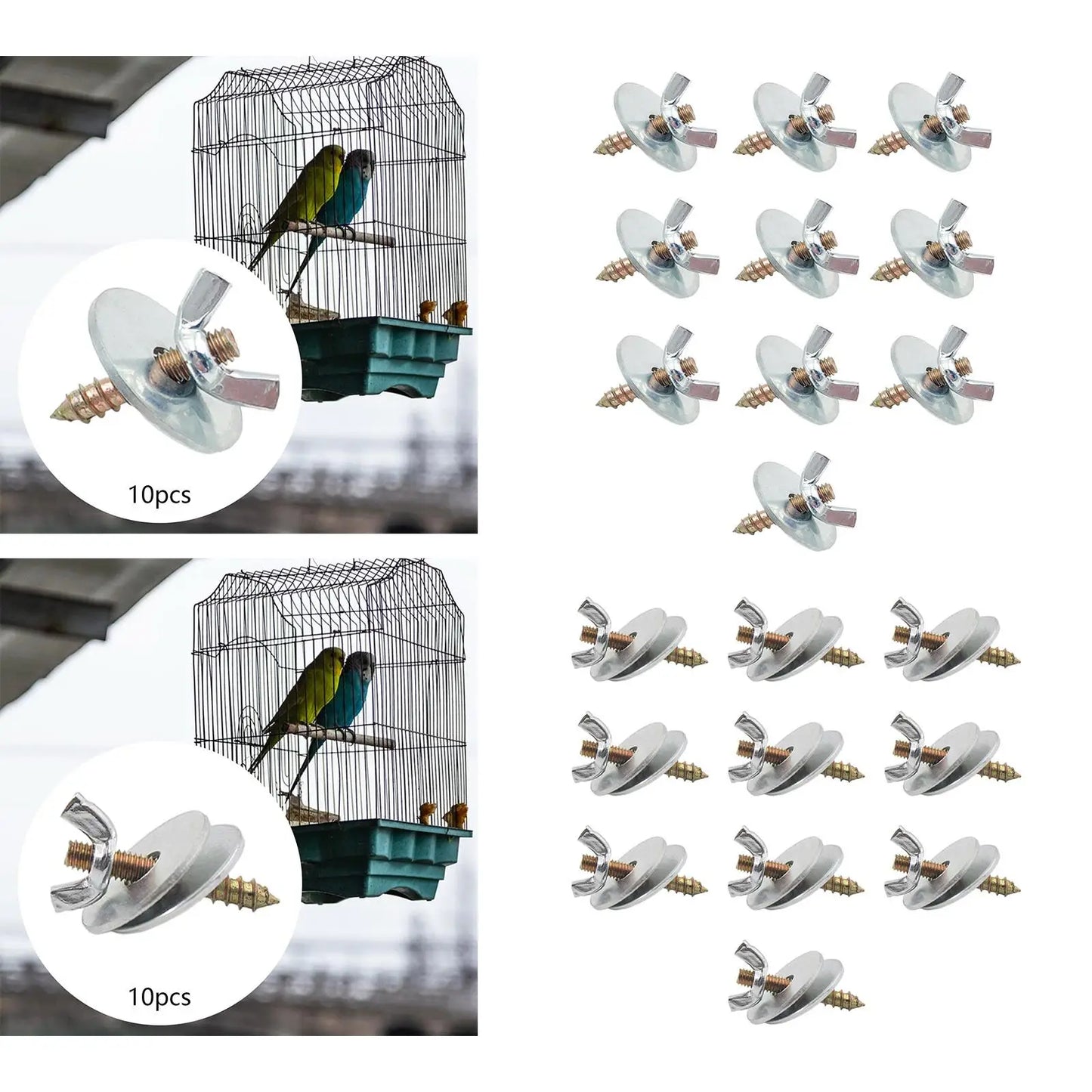 10 Pieces M5*30 Bird Perches Fitting Screws Nut Kits Bird Cage Screws Nut Screw Mount Kits for Rack Building Wood Birds Perch