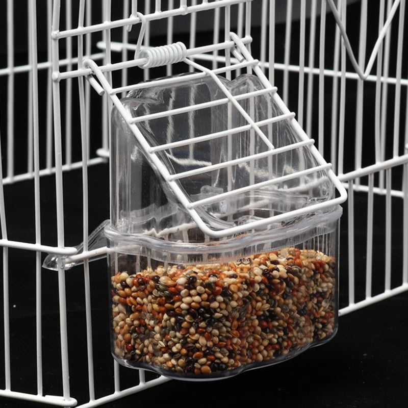 2Pcs Parrot Feeder Large Capacity Water Bowl Transparent Bird Trough Pet Parrot Food Dispenser Parrot Cage Accessories