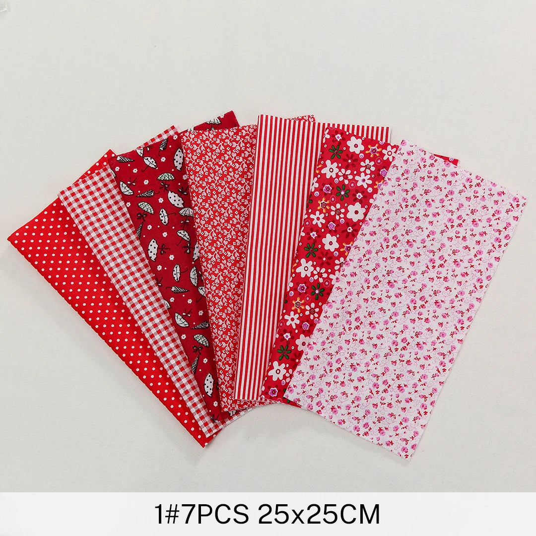 7 Pieces 25x25Cm Cotton Flower Fabric Printed Cloth for DIY