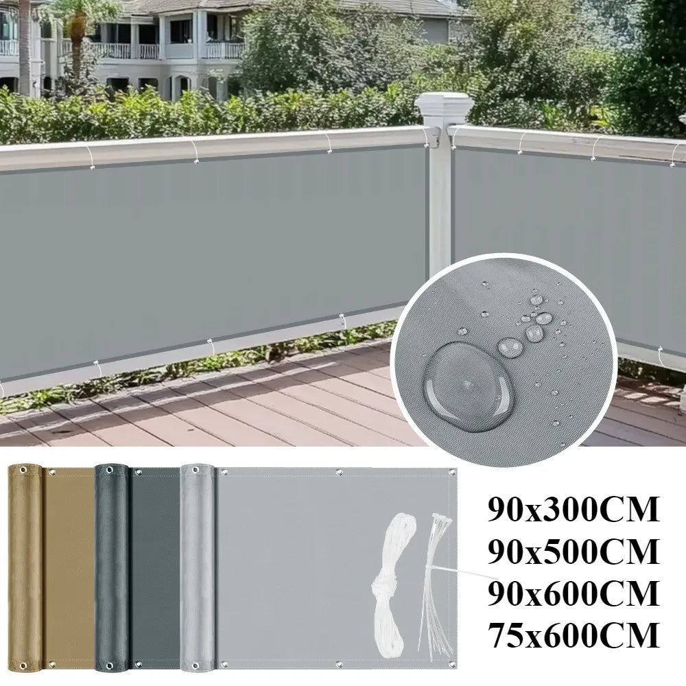 Balcony Privacy Screen Cover Waterproof Shade Cloth with 95 Percent UV Protection for Patio Deck Garden and Pool Decor