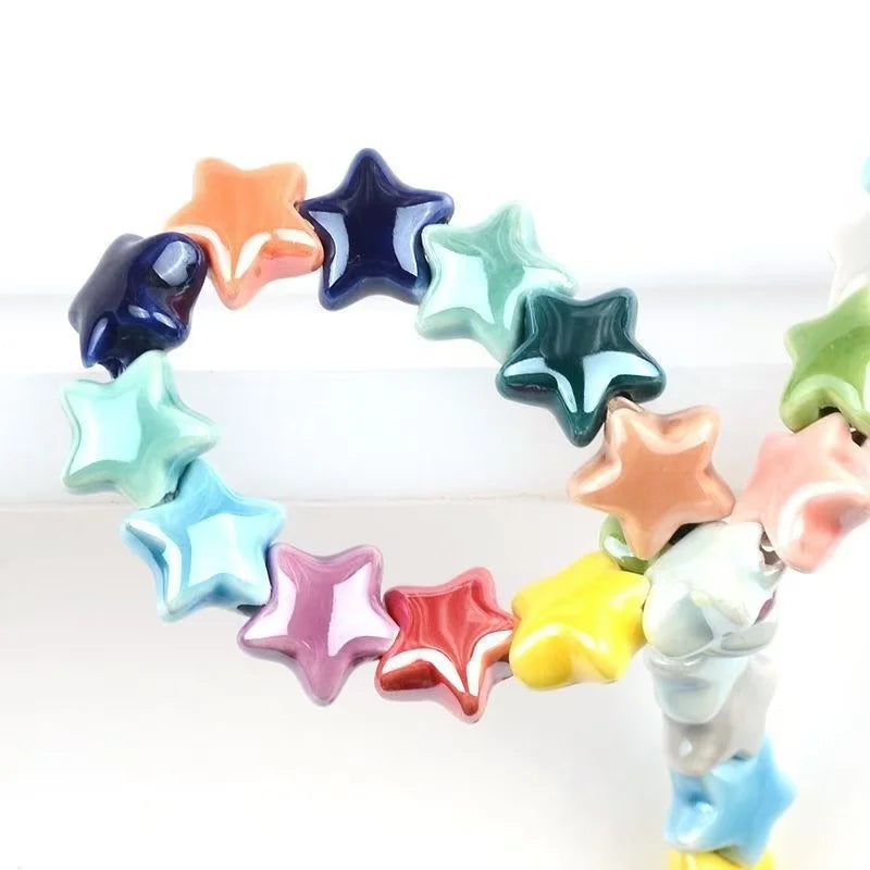 10pcs 14MM Colorful Star Beads Ceramic Beads For Making Jewelry Porcelain Spacer Beads Bracelet Necklace Charms DIY Accessories