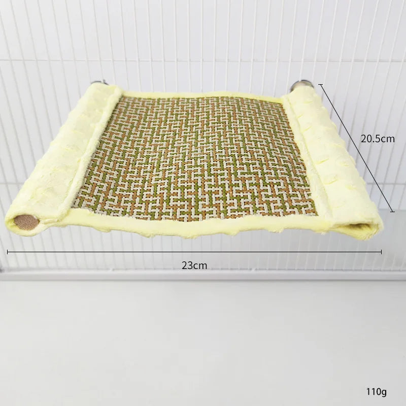 Warm Plush Bird Hammock Parrot Hanging Bed Rattan Bird Sleeping Bed Double Layer Parrot Hamster Hammock Small Pet Supplies