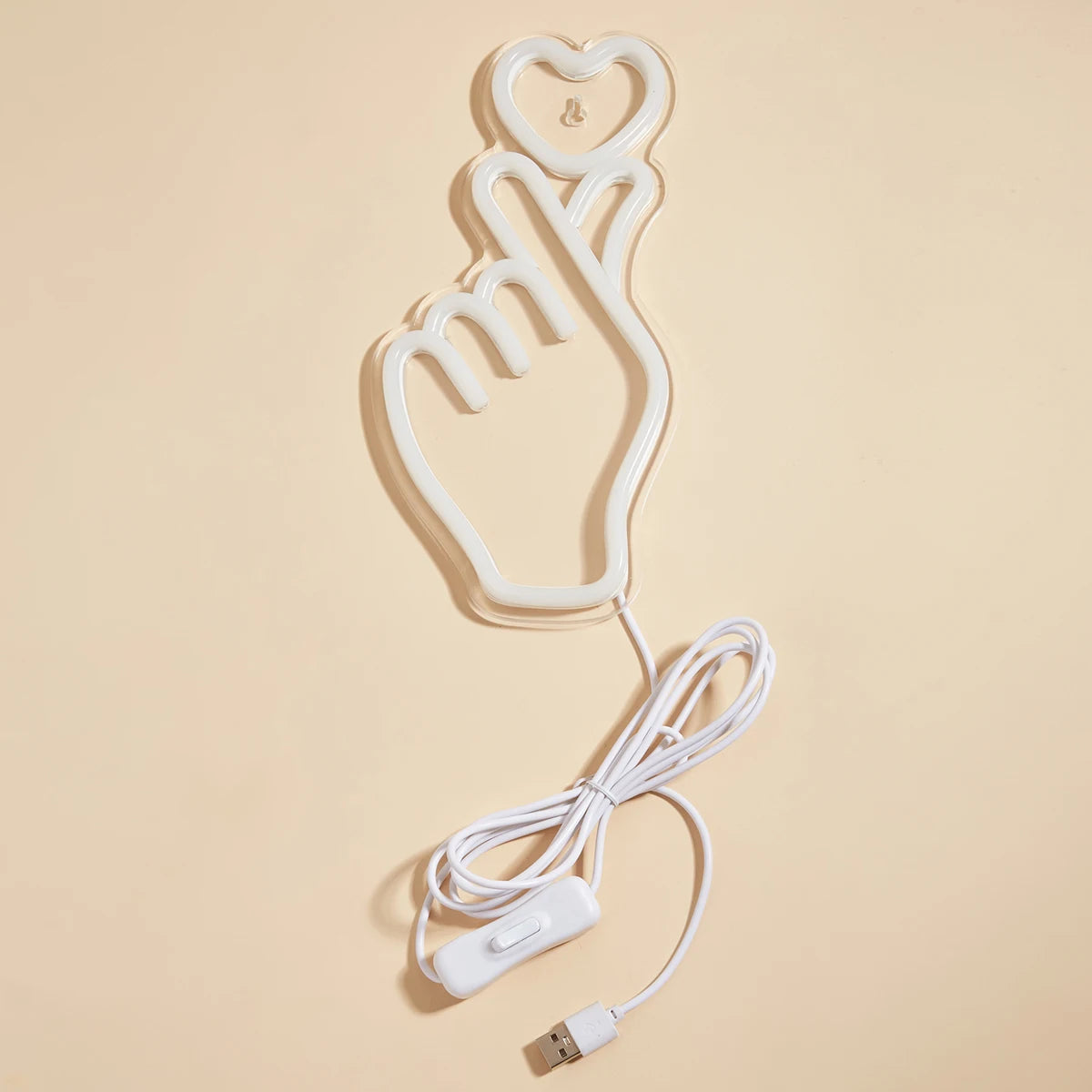 Chi-buy LED Neon Hand Heart USB Night Light 3D Wall Art Decor