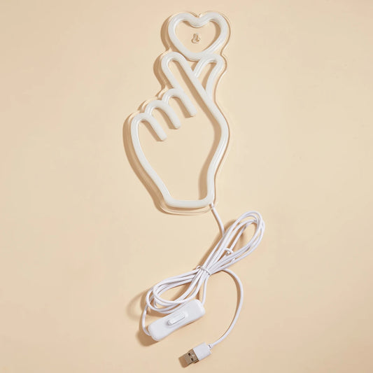 Chi-buy LED Neon Hand Heart USB Night Light 3D Wall Art Decor