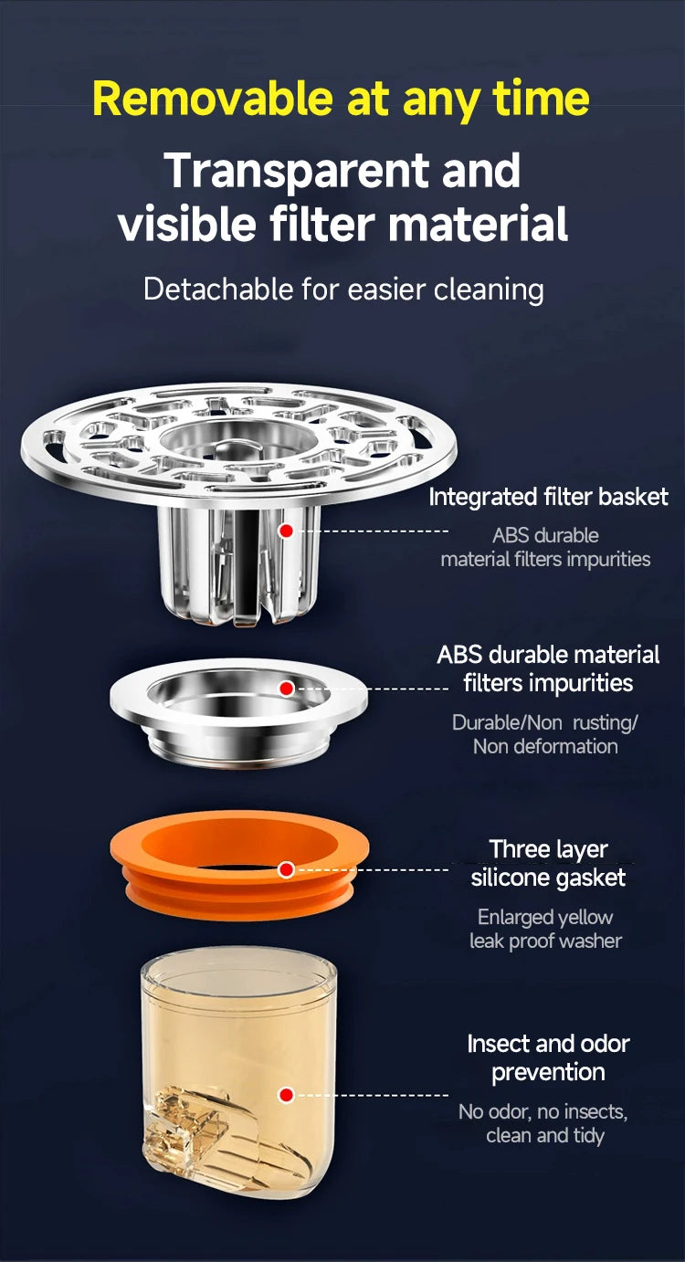Desagüe de piso magnético con cierre automático, a prueba de olores e insectos, desodorante, antiolor, sin olor, para baño, inodoro, desagüe de ducha