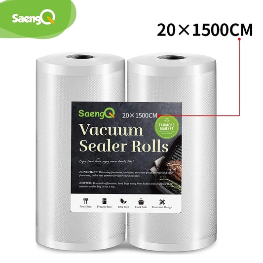 Bolsas para envasar al vacío para alimentos de cocina SaengQ, bolsas de almacenamiento Sous Vide para envasado al vacío, 12/15/20/25/30 cm x 1500 cm/rollos