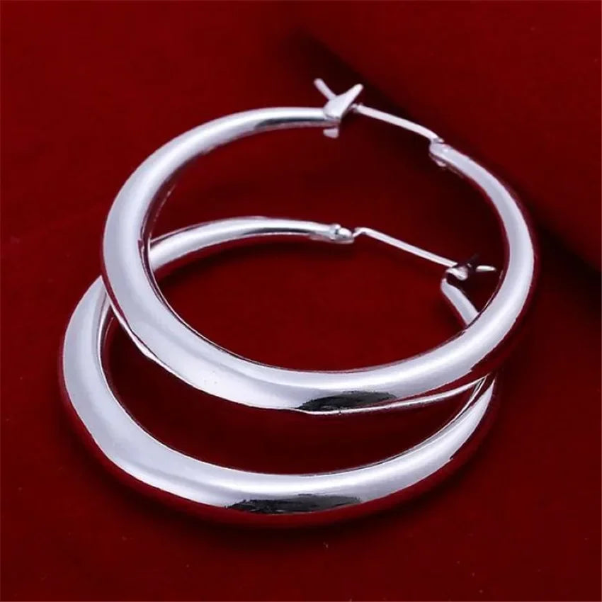 ALITREE 925 Sterling Silver 33mm Big Circle Hoop Earrings