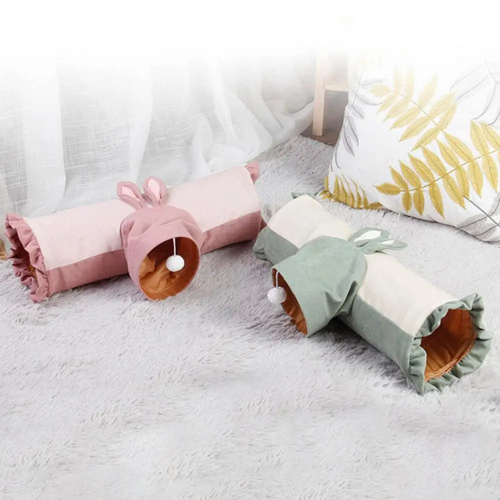 Three-way Cat Tunnel Suede Fabric Puppy Rabbit Play Hide Tunnel Tube Indoor For Game Exercising Hiding Training Pet Toys