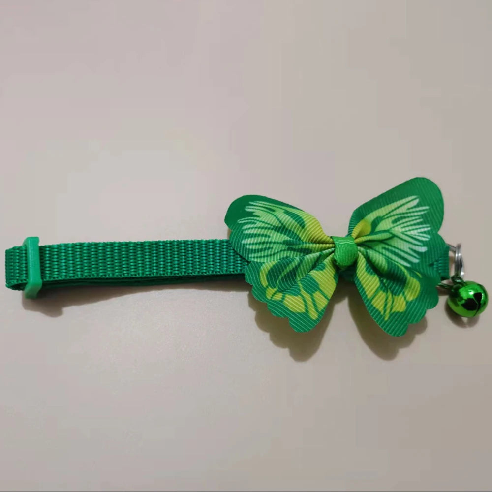 Adjustable Butterfly Bell Pet Collar - Multicolor Cute Design with Safe Lead Clasp for Cats & Small Dogs