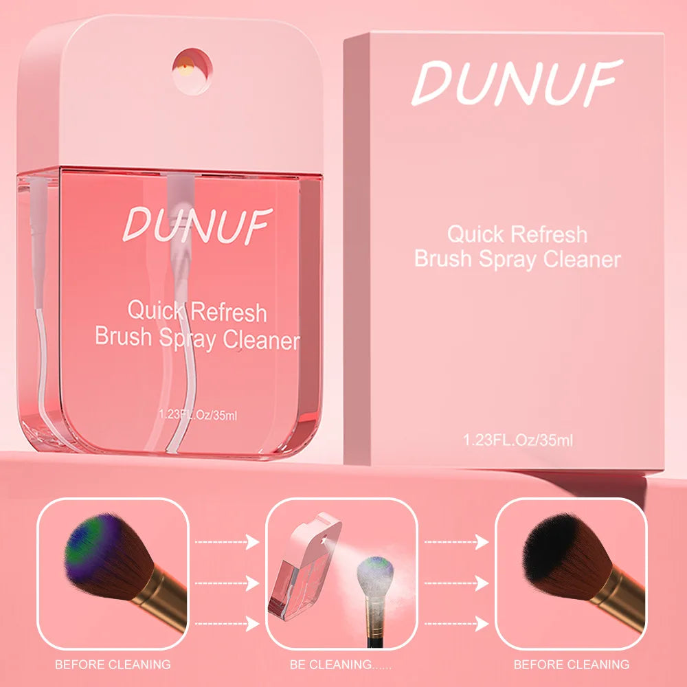 DUNUF 35ML Makeup Brush Cleaning Spray Quick Sponge Brush No Clean Dry Cleaning Box Eyes Cheek Lips Excess Powder Cleaning Tool