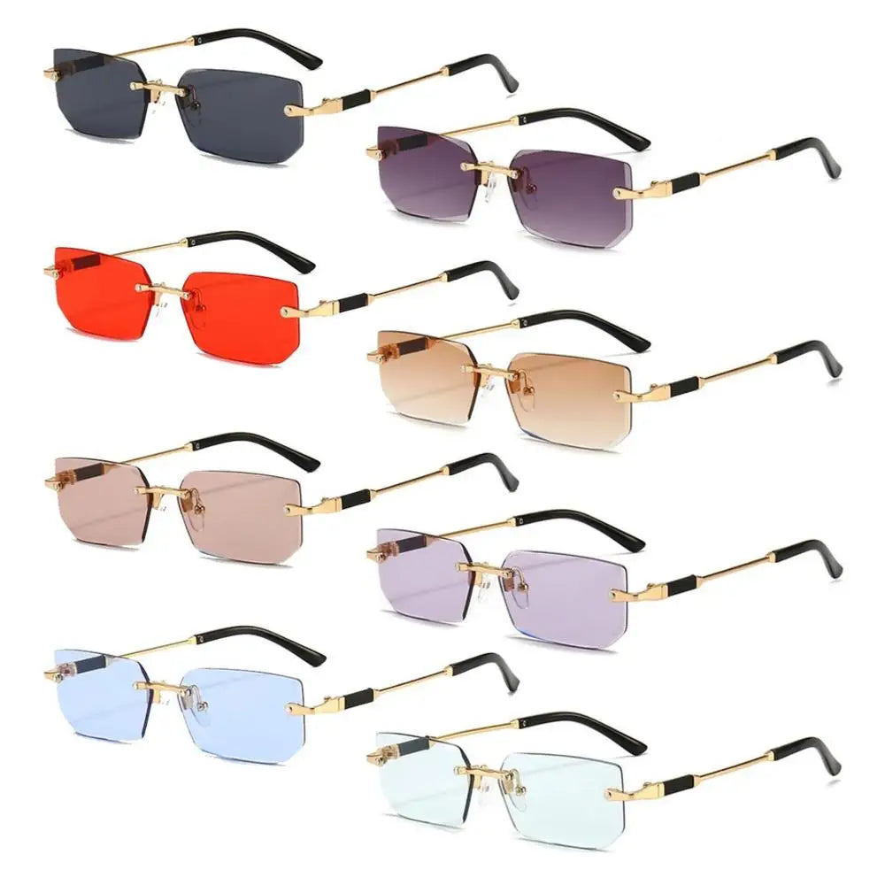 Rimless Sunglasses for Women & Men, UV400 Retro Frameless Shades
