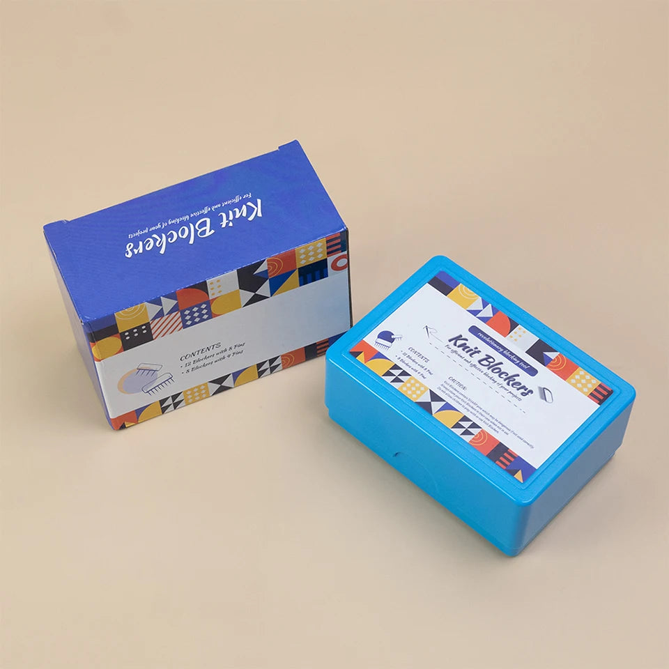 20 Piece Premium Stainless Steel Knitting Blockers Set with Blocking Combs and Mats for DIY Knitting and Crocheting