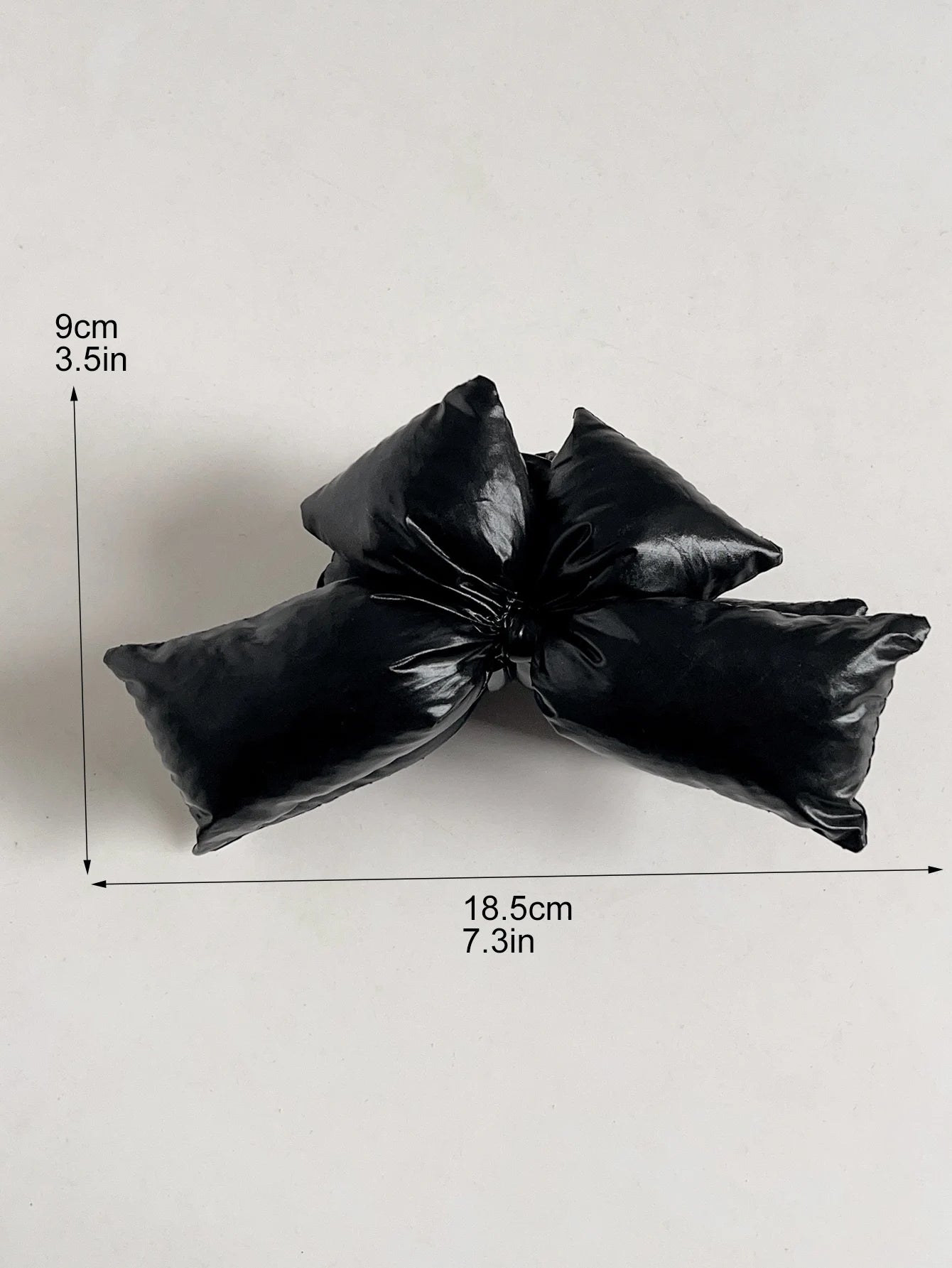 1 Pcs Black Leather Cotton Stuffing Bow Claw Clip,Large Jaw Clips for Thick Hair,No-slip Fashion Winter Hair Accessory for Girls