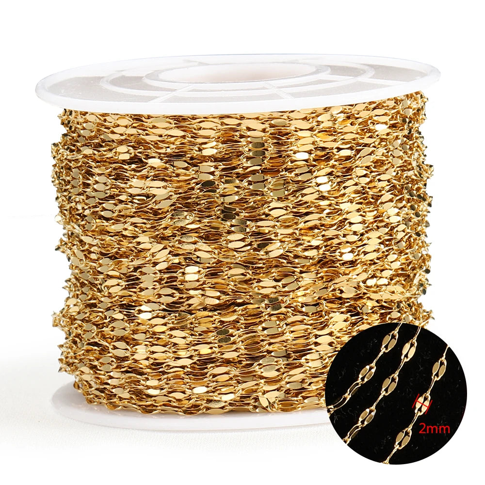 2Meters Stainless Steel Link Cable Gold Chains for DIY Jewelry