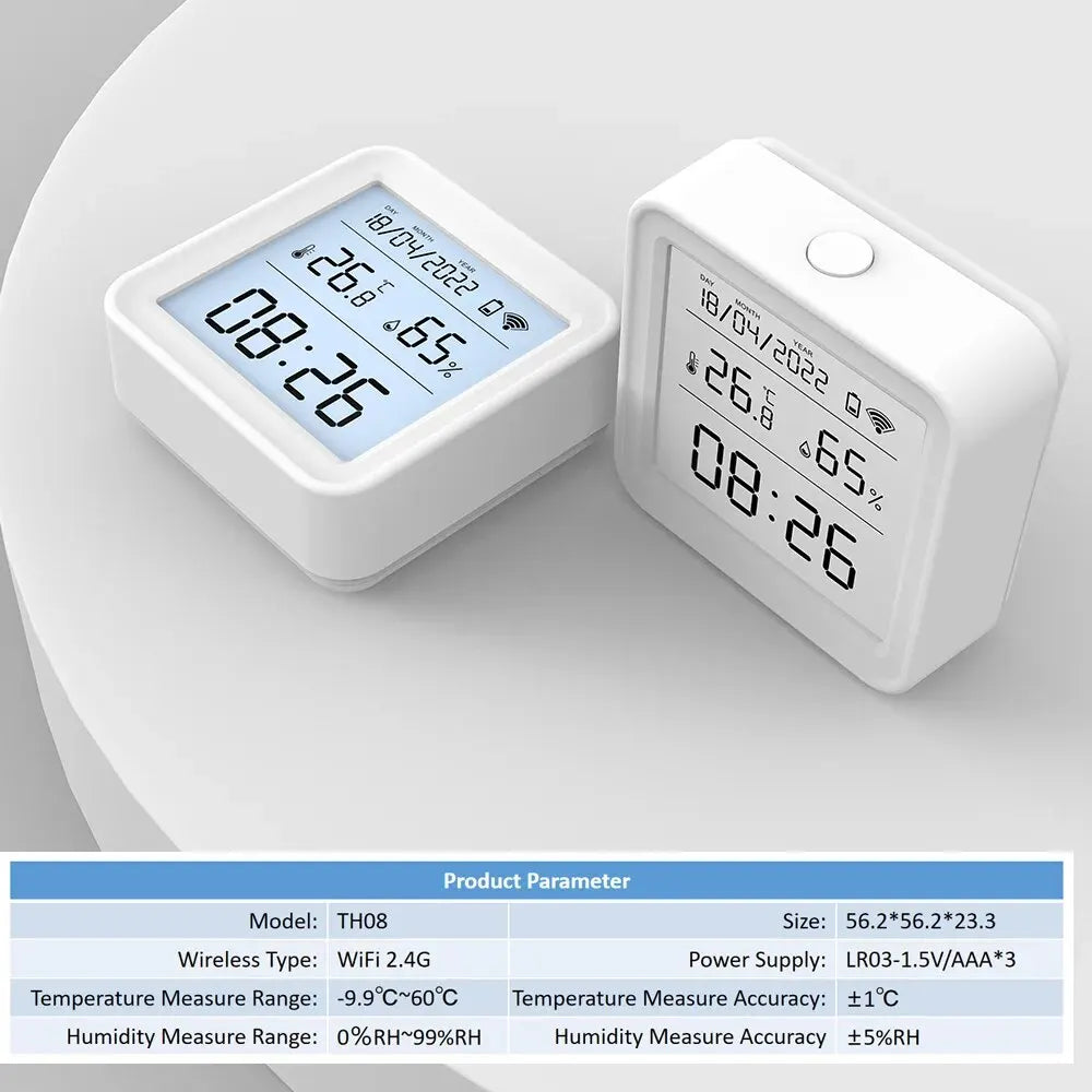 Tuya Nuevo Sensor de Temperatura y Humedad WiFi Smart Life Retroiluminación Higrómetro Termómetro Sensor Compatible con Alexa Google Home Assistant