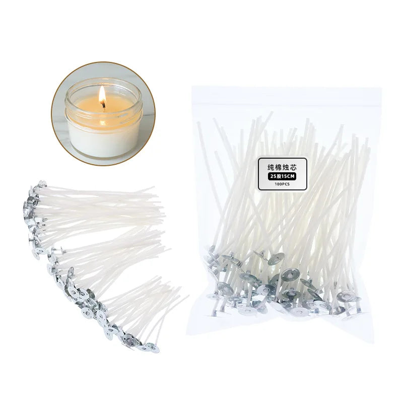 120Pcs Waxed Cotton Candle Wicks with Stand for DIY Candle Making Supplies