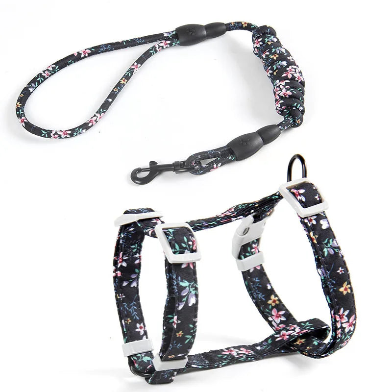 Adjustable Cat Harness Cotton Strap Collar with Leash,Cats Outdoor Walking Escape Proof H-Shaped Vest for Large Small Cats,dogs