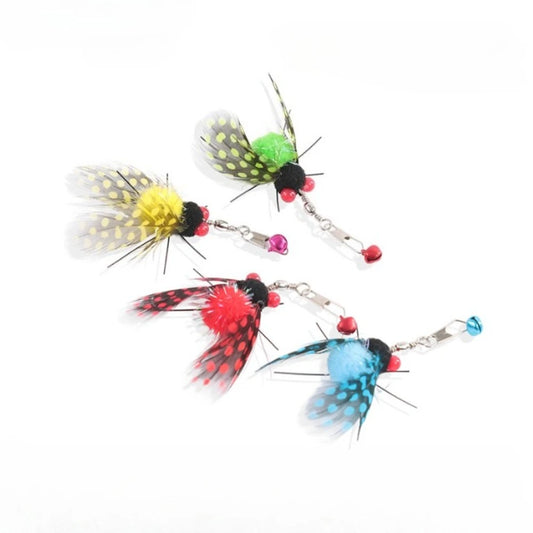 4pcs Simulated Insect Cat Teaser Stick For Changing Heads Cat Toy Interactive Feather Pet Toy