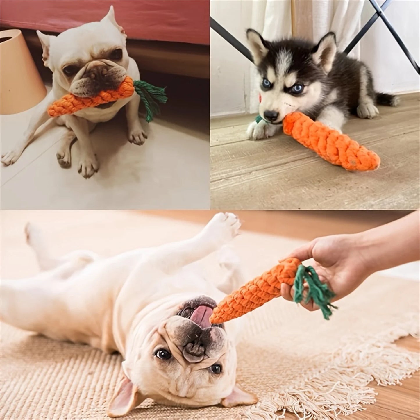 Chew Toys for Small Dogs Cleaning Teeth Dog Toys Bite Resistant Pet Dog Puppy Carrot Cotton Rope Pet Playing Toy Accessories