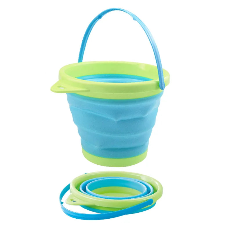 Children's Foldable Beach Bucket Sand Toy Portable Telescopic Water Game for Outdoor Fun
