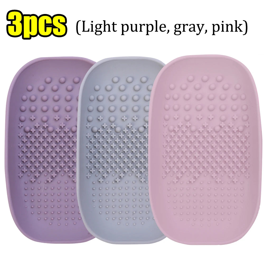 Makeup Brush Cleaner Bowl Soft Silicone Eyeshadow Brushes Powder Puff Washing Washboard Round Corner Cleaning Scrubber Box Tool