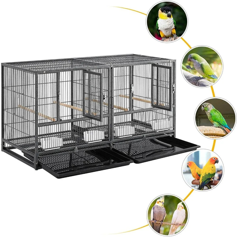 Double Story Divided Breeder Bird Cage for Small Parrots Parakeets Canaries Cockatiels Lovebirds Finches Budgies Quaker,