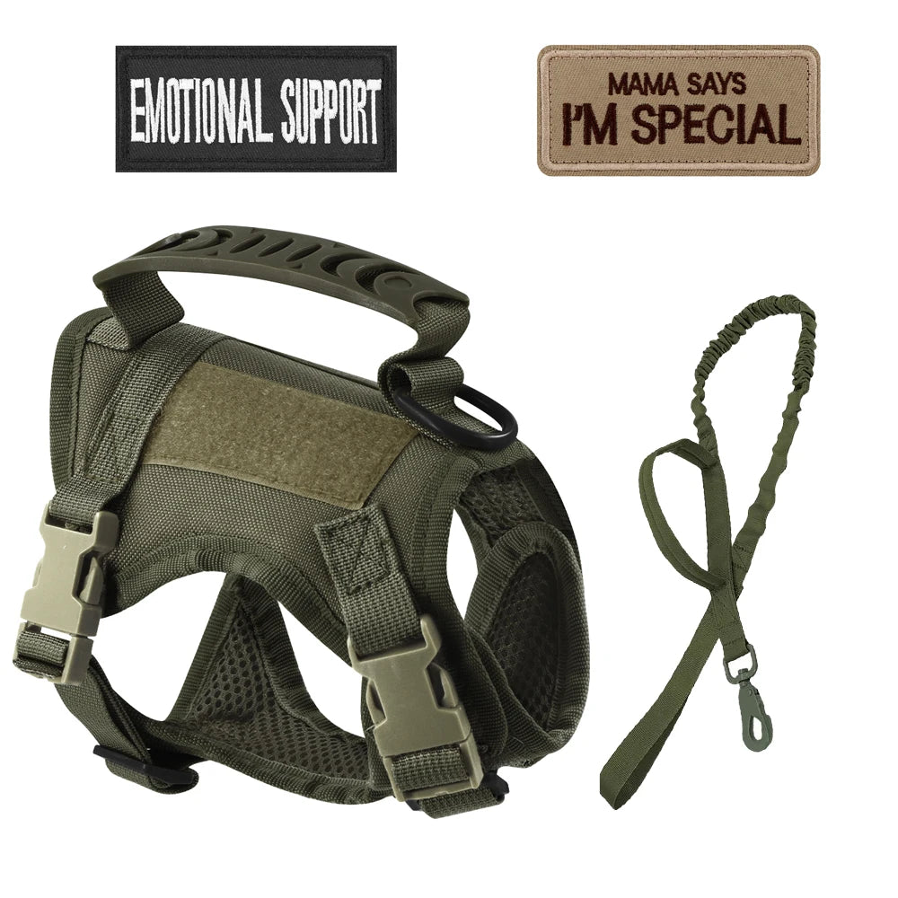 Tactical Nylon Cat Harness Leash Patch Kit for Cats and Small Dogs Vest Military Dog Work Outdoor Training Accessories