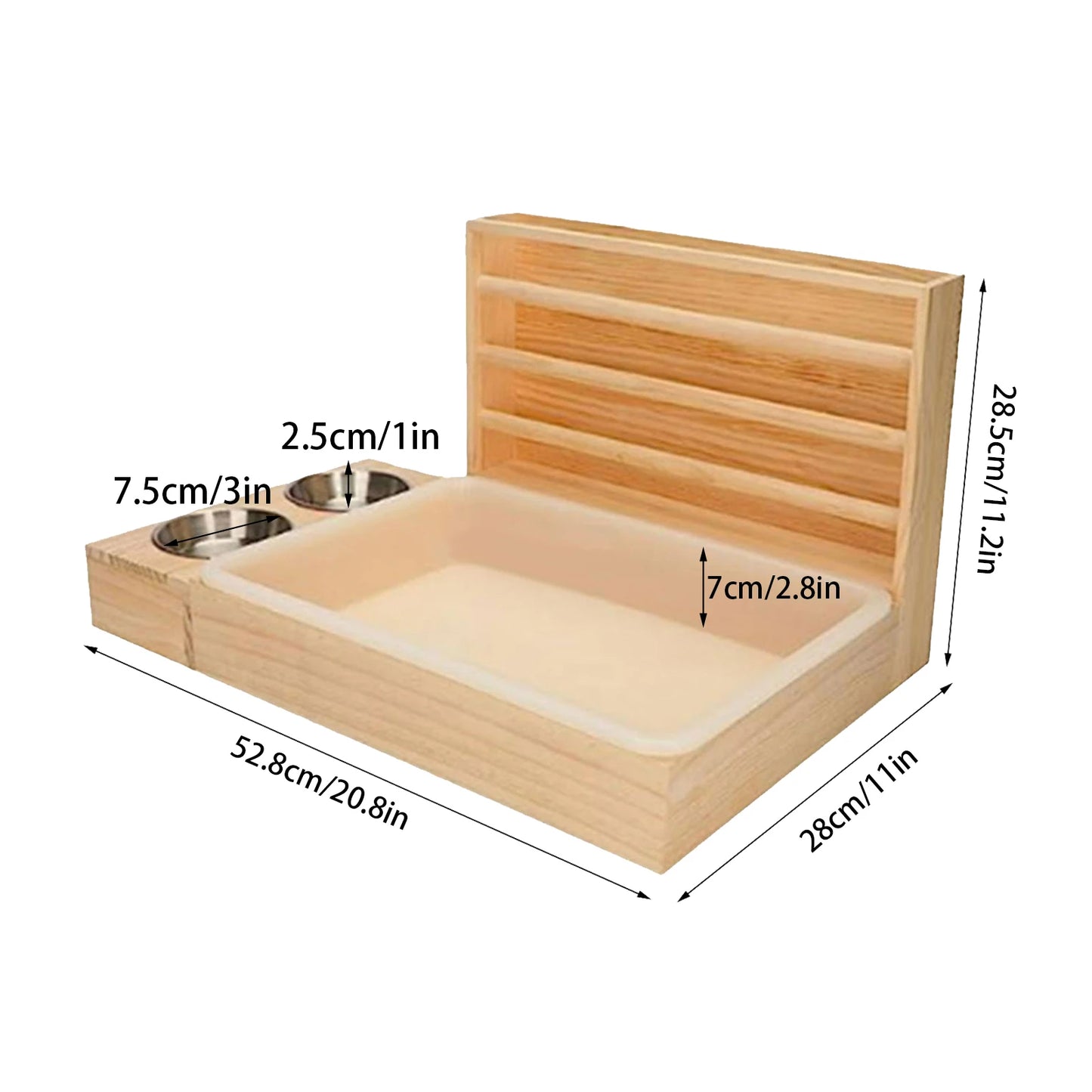 Bunny Feeder Manger Wooden Rabbit Hay Feeder with Litter Box Hamster Food Dispenser for Small Animal Chinchilla Feeding Supplies