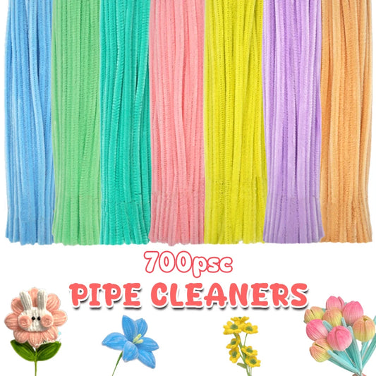 100 Pcs Pipe Cleaners Chenille Stems in 7 Macaron Colors for DIY Crafts and School Projects 30cm x 12 Inch
