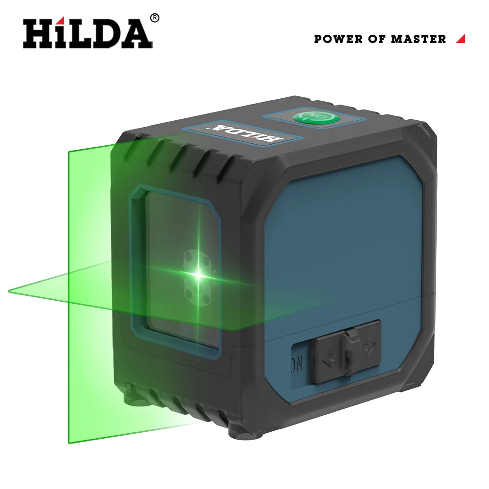 HILDA 2 Lines Mini Laser Level Self Levelling Green Beams Laser Horizontal & Vertical Cross-Line USB Charging