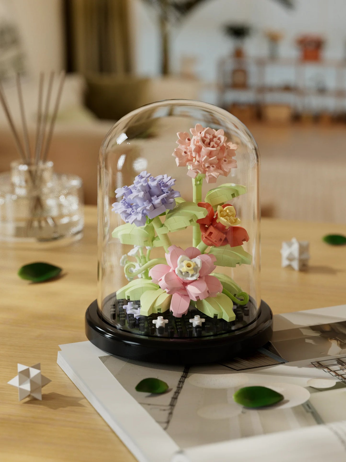 Building block flower eternal rose small particle building block assembly toy Birthday Christmas gift desktop decoration