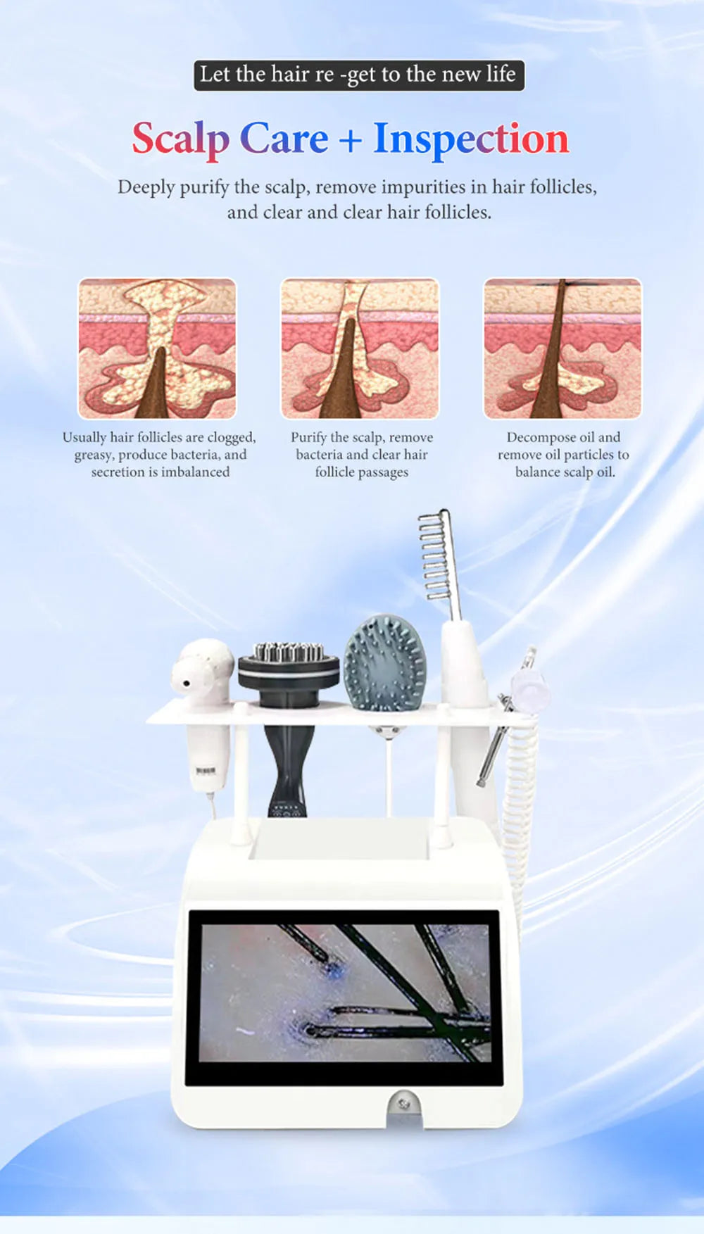 2024 Professional Hair Scalp Care Machine Nanometer Spray Hair Therapy Machines Anti-hair Loss Scalp Massager for Hair Salon