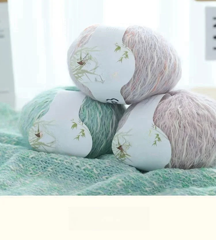 300g Eco-Friendly Bamboo Fiber Yarn for Hand Knitting and Crochet Fashion Projects, Thick and Thin Texture for Sweaters, Scarves, Hats, Shawls and More