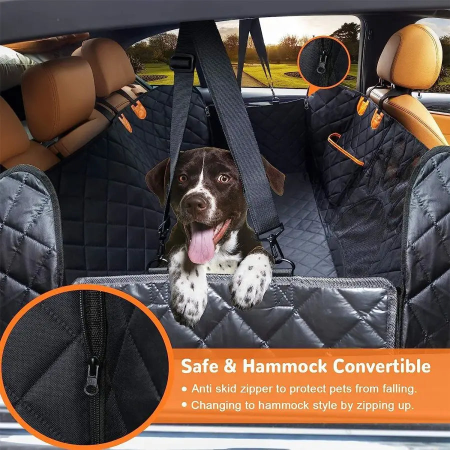 Dog Car Seat Cover for Back Seat Waterproof Hammock with Mesh Window and Zipper