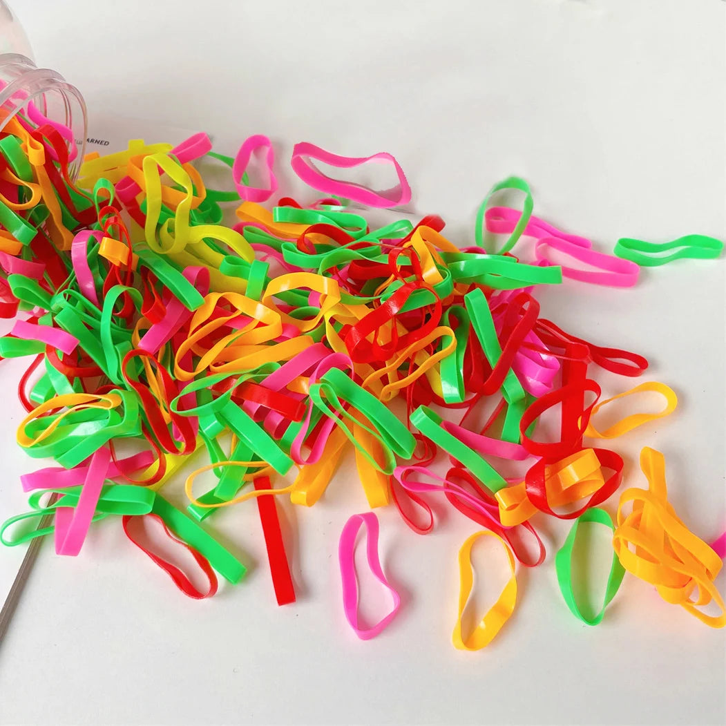 500Pcs Girls Colorful Thicken Disposable Rubber Bands Gum For Ponytail Holder Elastic Hair Bands Kids Hair Accessories